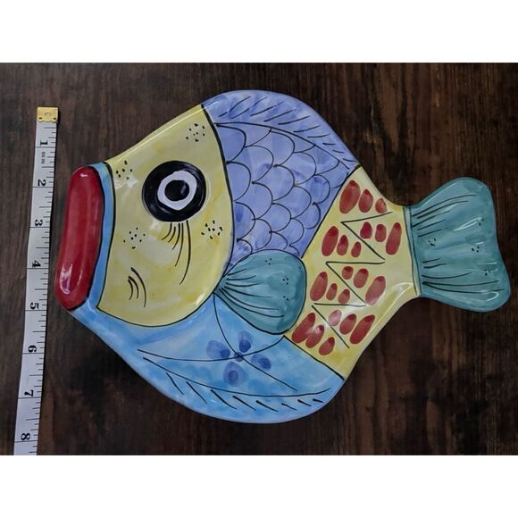 Vintage Italian Vietri Desuir Hand-Painted Ceramic WALL PLAQUE 3D - Picture 3 of 7